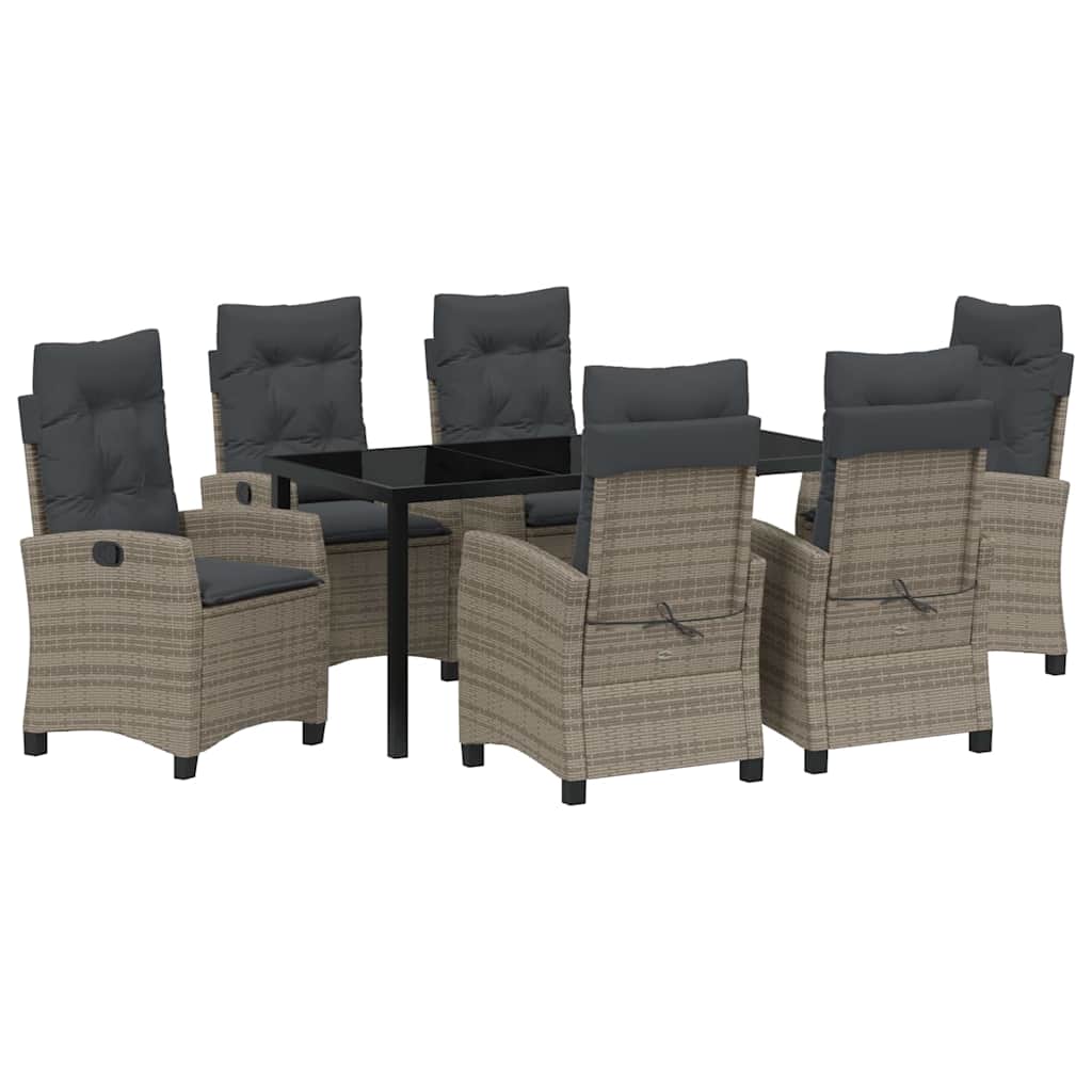 Set da Pranzo per Giardino 7 pcs Grigio polyrattan - homemem39