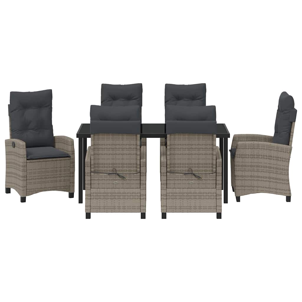 Set da Pranzo per Giardino 7 pcs Grigio polyrattan - homemem39