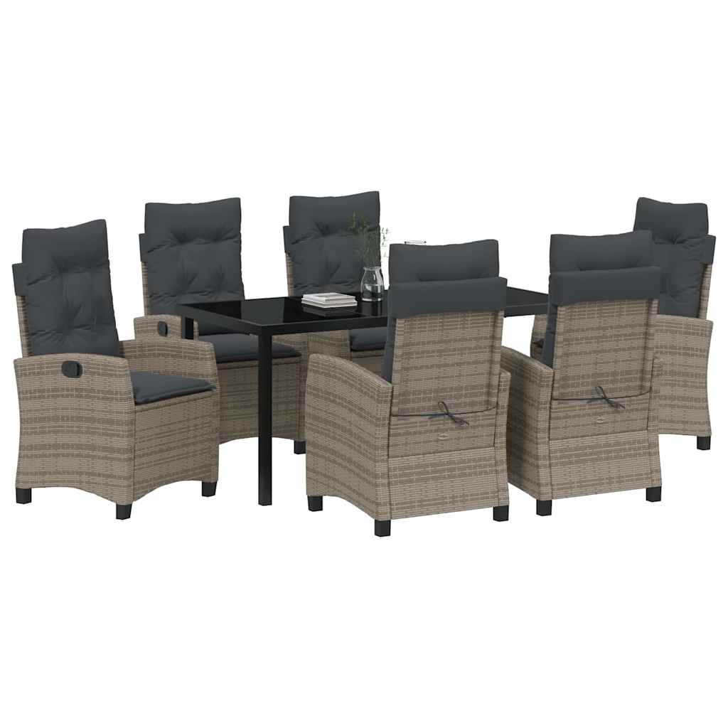 Set da Pranzo per Giardino 7 pcs Grigio polyrattan - homemem39