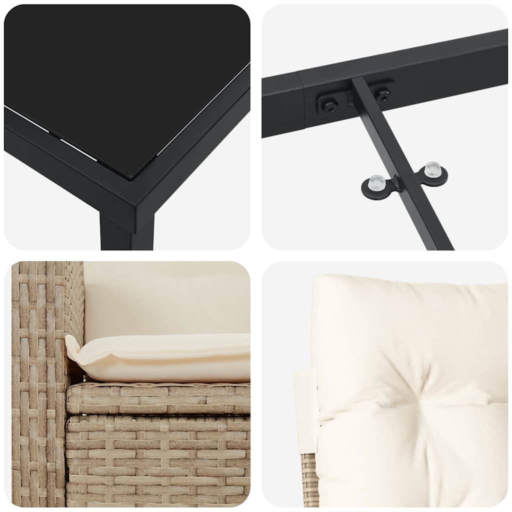 Set da Pranzo per Giardino 3 pcs Beige polyrattan - homemem39