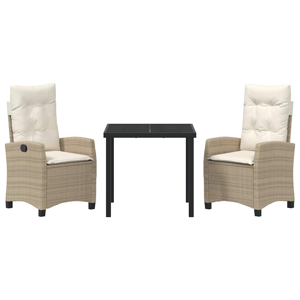 Set da Pranzo per Giardino 3 pcs Beige polyrattan - homemem39