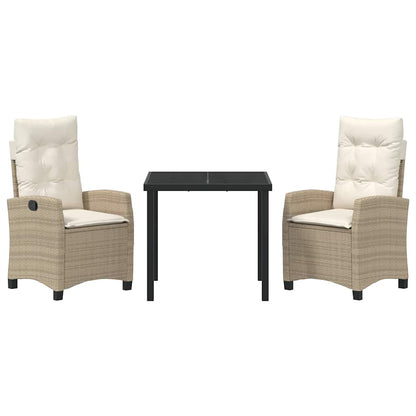Set da Pranzo per Giardino 3 pcs Beige polyrattan - homemem39