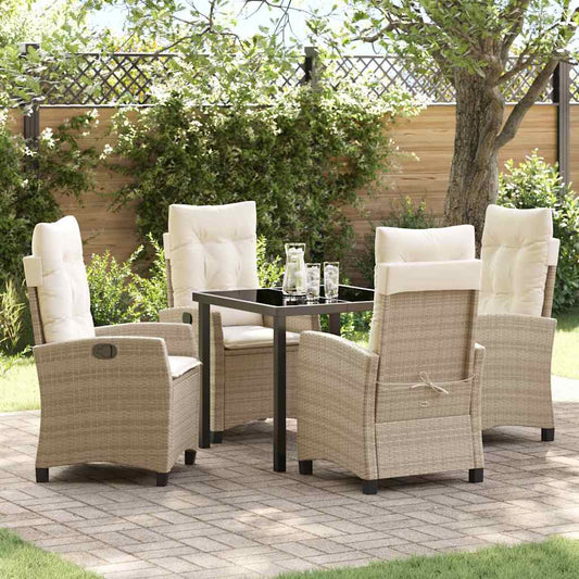 Set da Pranzo per Giardino 5 pcs Beige polyrattan - homemem39