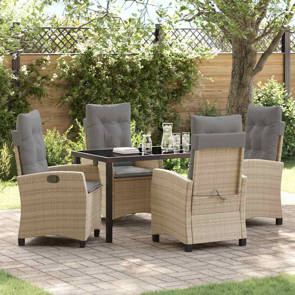 Set da Pranzo per Giardino 5 pcs Beige polyrattan - homemem39