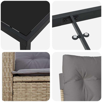 Set da Pranzo per Giardino 7 pcs Beige polyrattan - homemem39