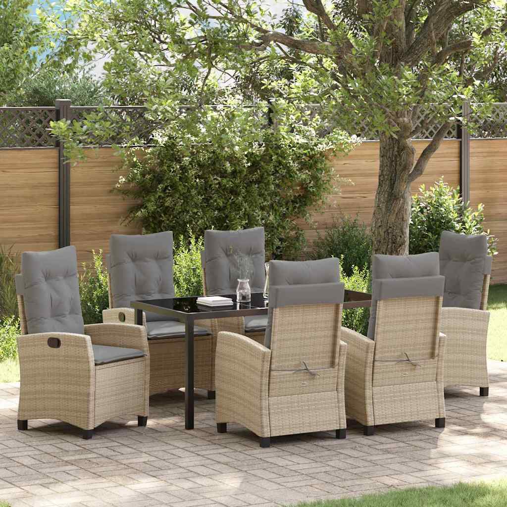 Set da Pranzo per Giardino 7 pcs Beige polyrattan - homemem39