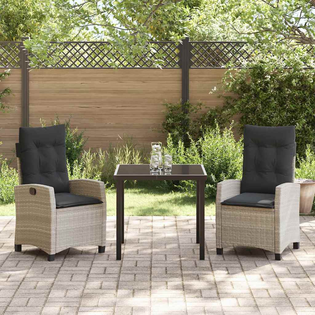Set da Pranzo per Giardino 3 pcs Grigio chiaro polyrattan - homemem39