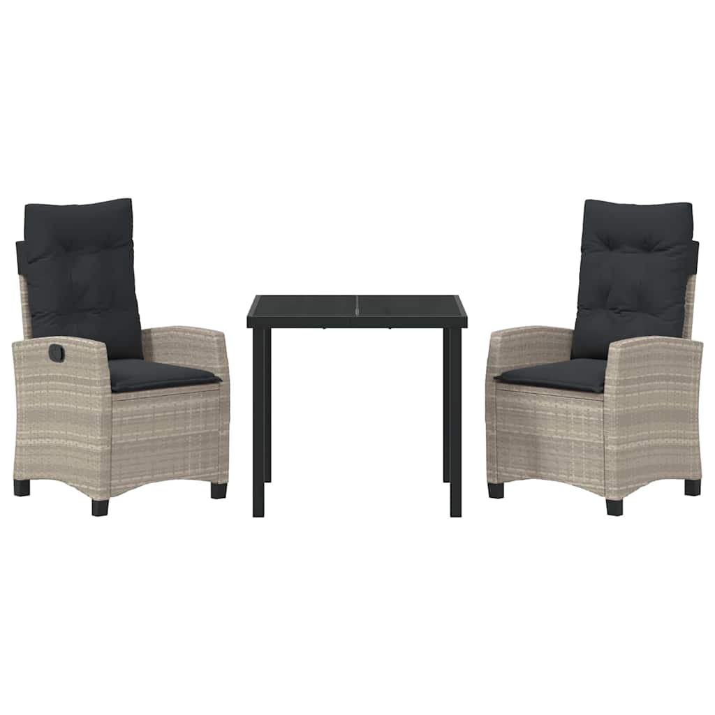 Set da Pranzo per Giardino 3 pcs Grigio chiaro polyrattan - homemem39