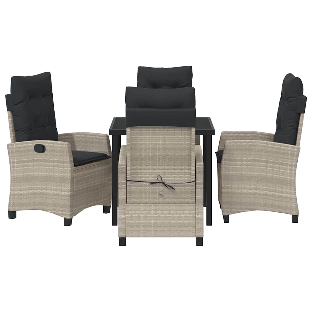 Set da Pranzo per Giardino 5 pcs Grigio chiaro polyrattan - homemem39