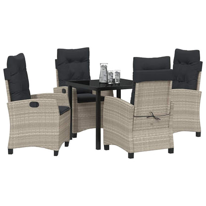 Set da Pranzo per Giardino 5 pcs Grigio chiaro polyrattan - homemem39