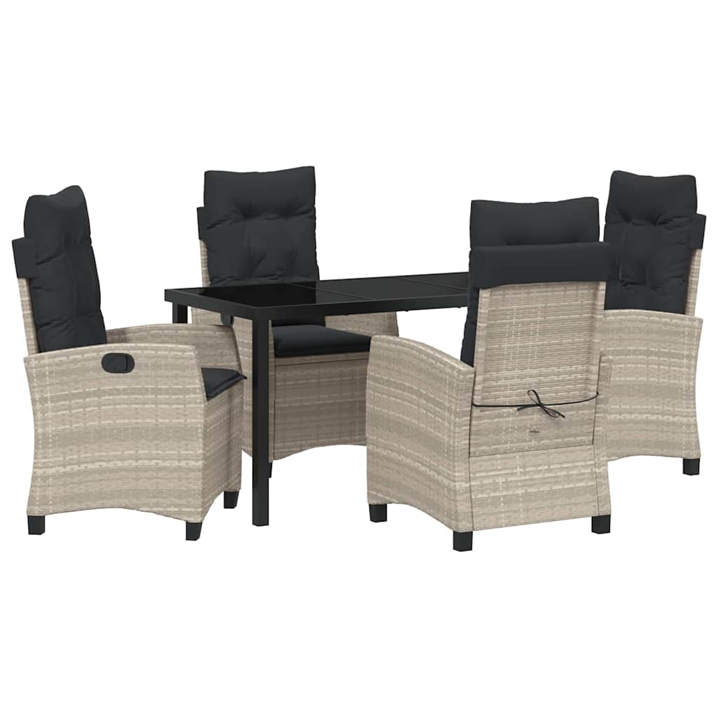 Set da Pranzo per Giardino 5 pcs Grigio chiaro polyrattan - homemem39