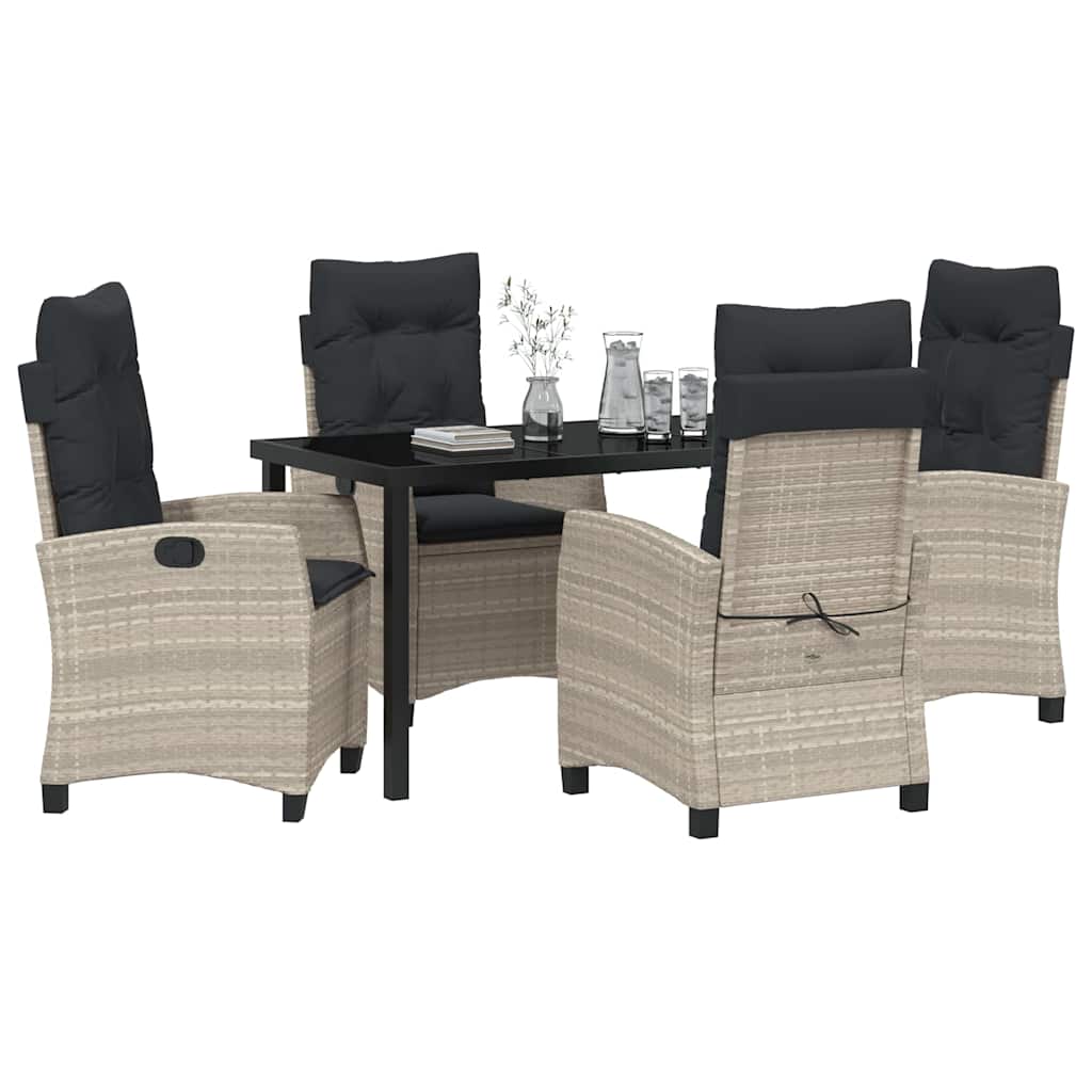 Set da Pranzo per Giardino 5 pcs Grigio chiaro polyrattan - homemem39