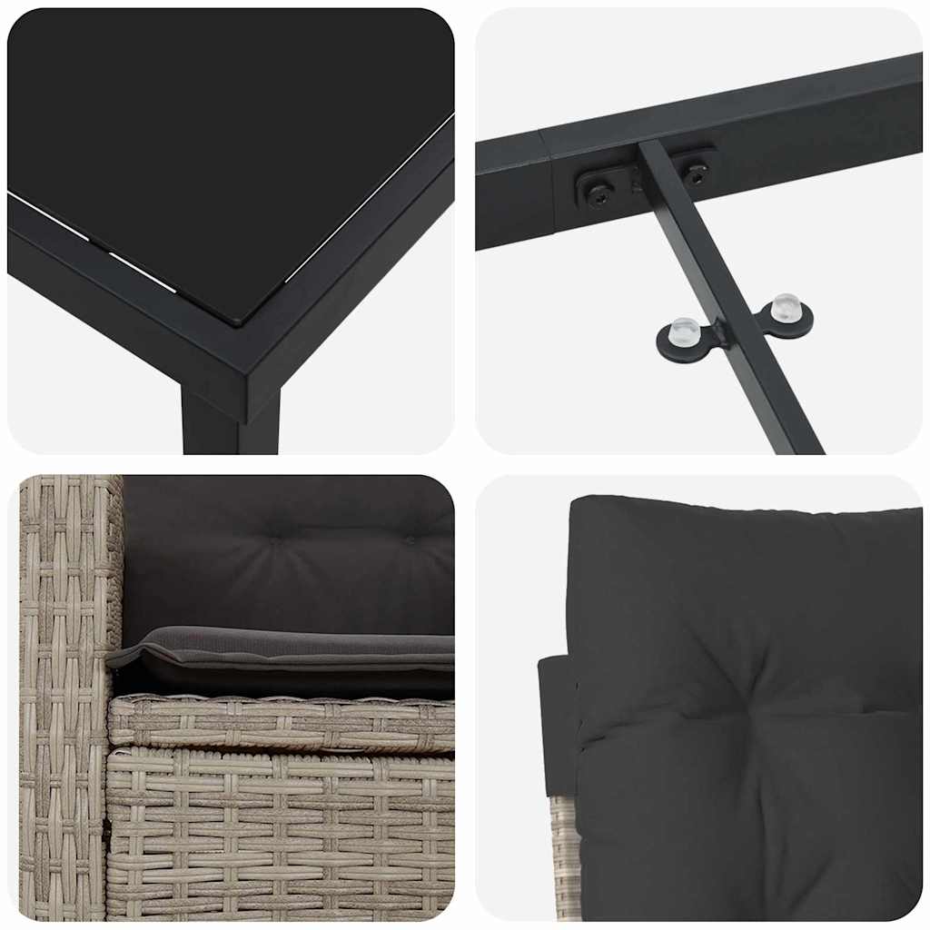 Set da Pranzo per Giardino 7 pcs Grigio chiaro polyrattan - homemem39