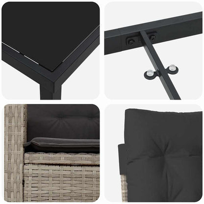 Set da Pranzo per Giardino 7 pcs Grigio chiaro polyrattan - homemem39