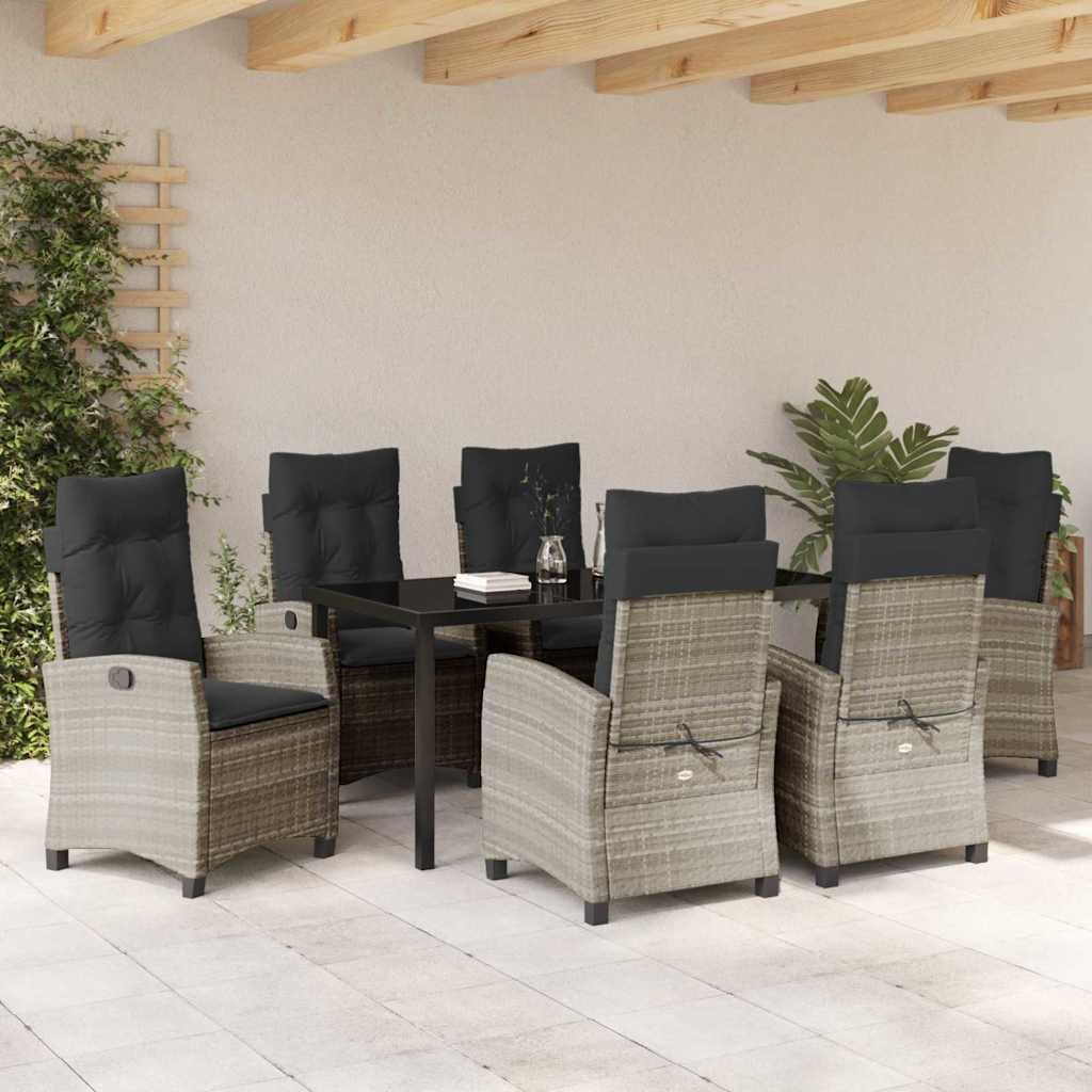 Set da Pranzo per Giardino 7 pcs Grigio chiaro polyrattan - homemem39