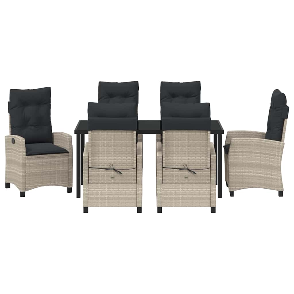 Set da Pranzo per Giardino 7 pcs Grigio chiaro polyrattan - homemem39