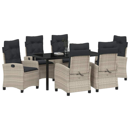 Set da Pranzo per Giardino 7 pcs Grigio chiaro polyrattan - homemem39