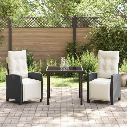 Set da Pranzo per Giardino 3 pcs Nero polyrattan - homemem39