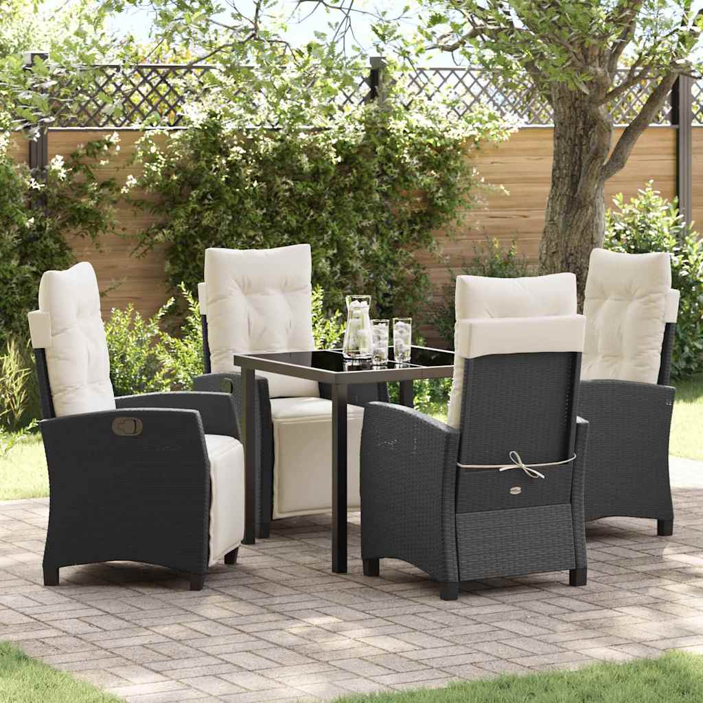 Set da Pranzo per Giardino 5 pcs Nero polyrattan - homemem39