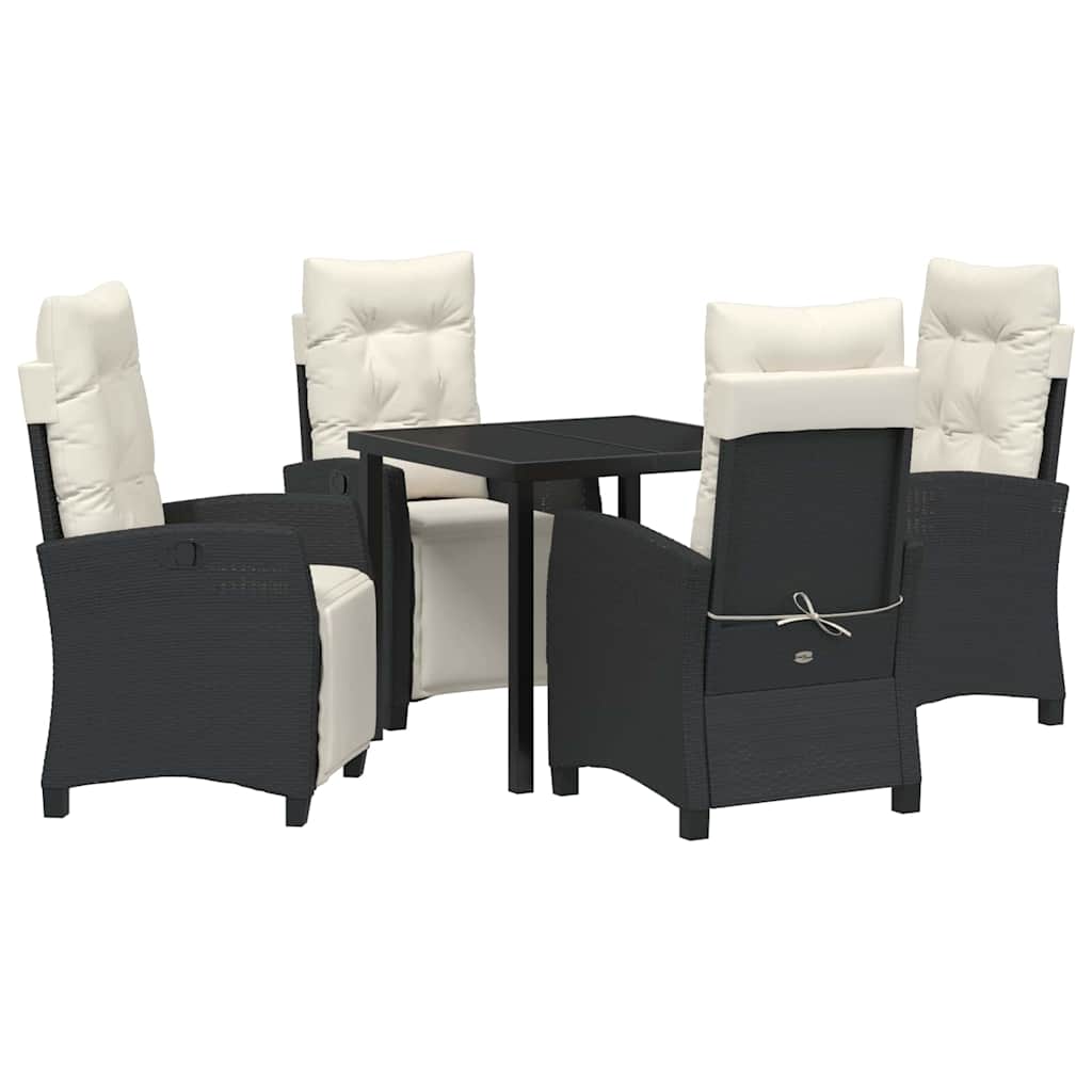 Set da Pranzo per Giardino 5 pcs Nero polyrattan - homemem39