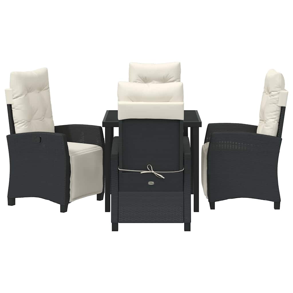 Set da Pranzo per Giardino 5 pcs Nero polyrattan - homemem39