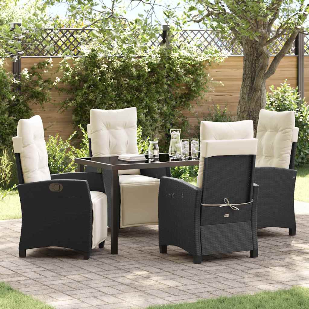 Set da Pranzo per Giardino 5 pcs Nero polyrattan - homemem39