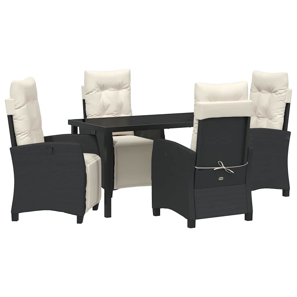 Set da Pranzo per Giardino 5 pcs Nero polyrattan - homemem39