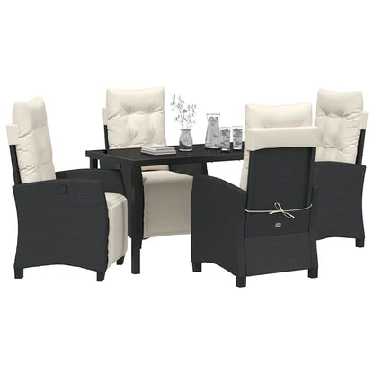 Set da Pranzo per Giardino 5 pcs Nero polyrattan - homemem39