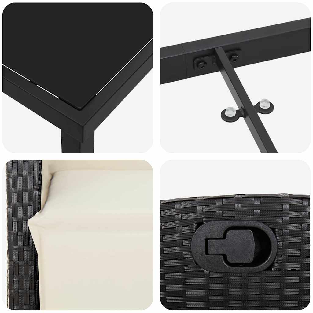 Set da Pranzo per Giardino 7 pcs Nero polyrattan - homemem39