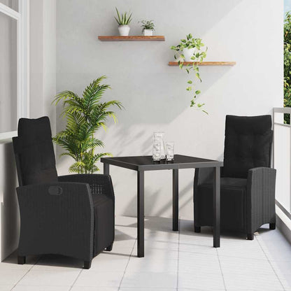Set da Pranzo per Giardino 3 pcs Nero polyrattan - homemem39