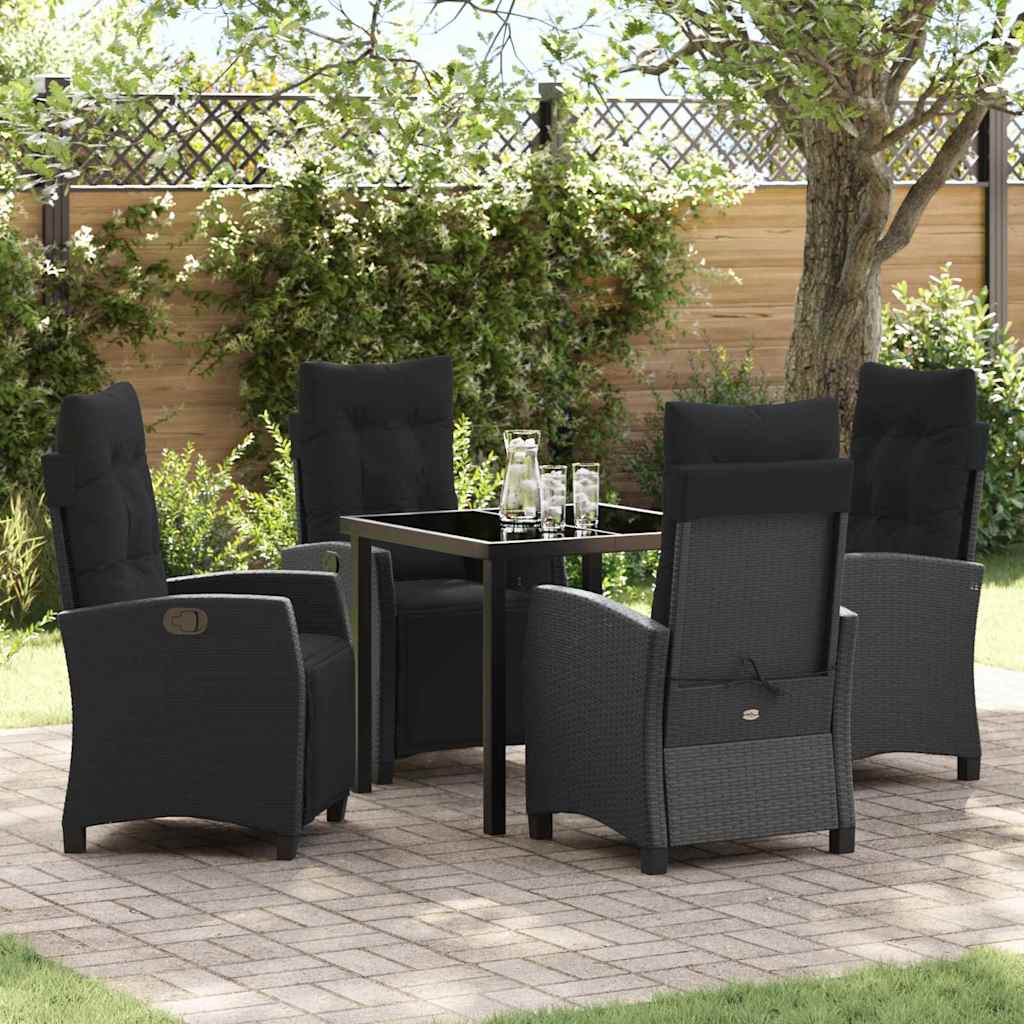 Set da Pranzo per Giardino 5 pcs Nero polyrattan - homemem39