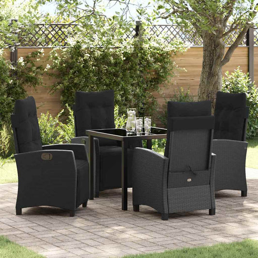 Set da Pranzo per Giardino 5 pcs Nero polyrattan - homemem39