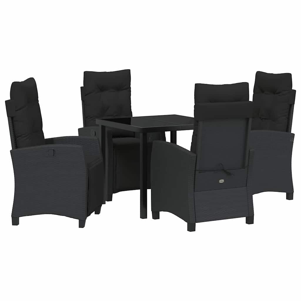 Set da Pranzo per Giardino 5 pcs Nero polyrattan - homemem39