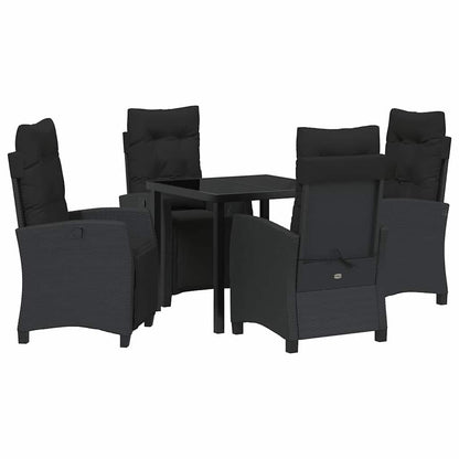Set da Pranzo per Giardino 5 pcs Nero polyrattan - homemem39