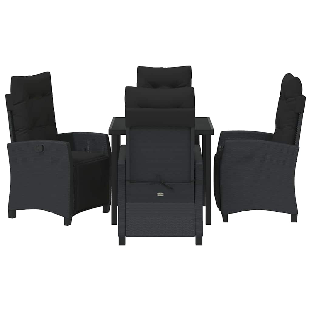Set da Pranzo per Giardino 5 pcs Nero polyrattan - homemem39