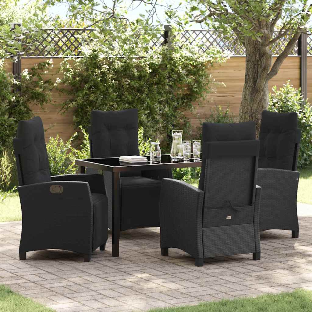 Set da Pranzo per Giardino 5 pcs Nero polyrattan - homemem39