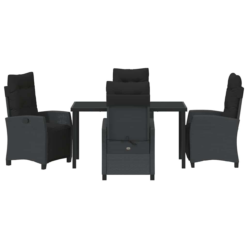 Set da Pranzo per Giardino 5 pcs Nero polyrattan - homemem39