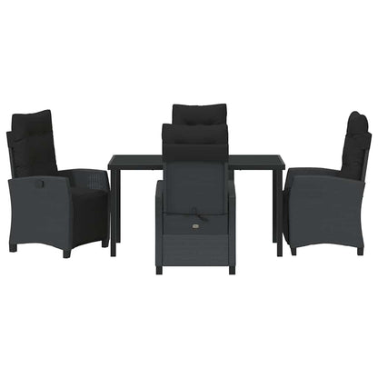 Set da Pranzo per Giardino 5 pcs Nero polyrattan - homemem39