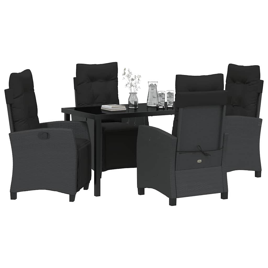 Set da Pranzo per Giardino 5 pcs Nero polyrattan - homemem39