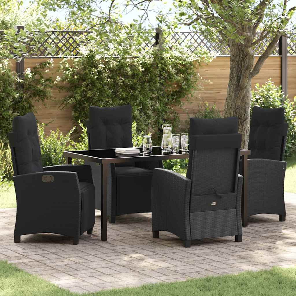 Set da Pranzo per Giardino 5 pcs Nero polyrattan - homemem39