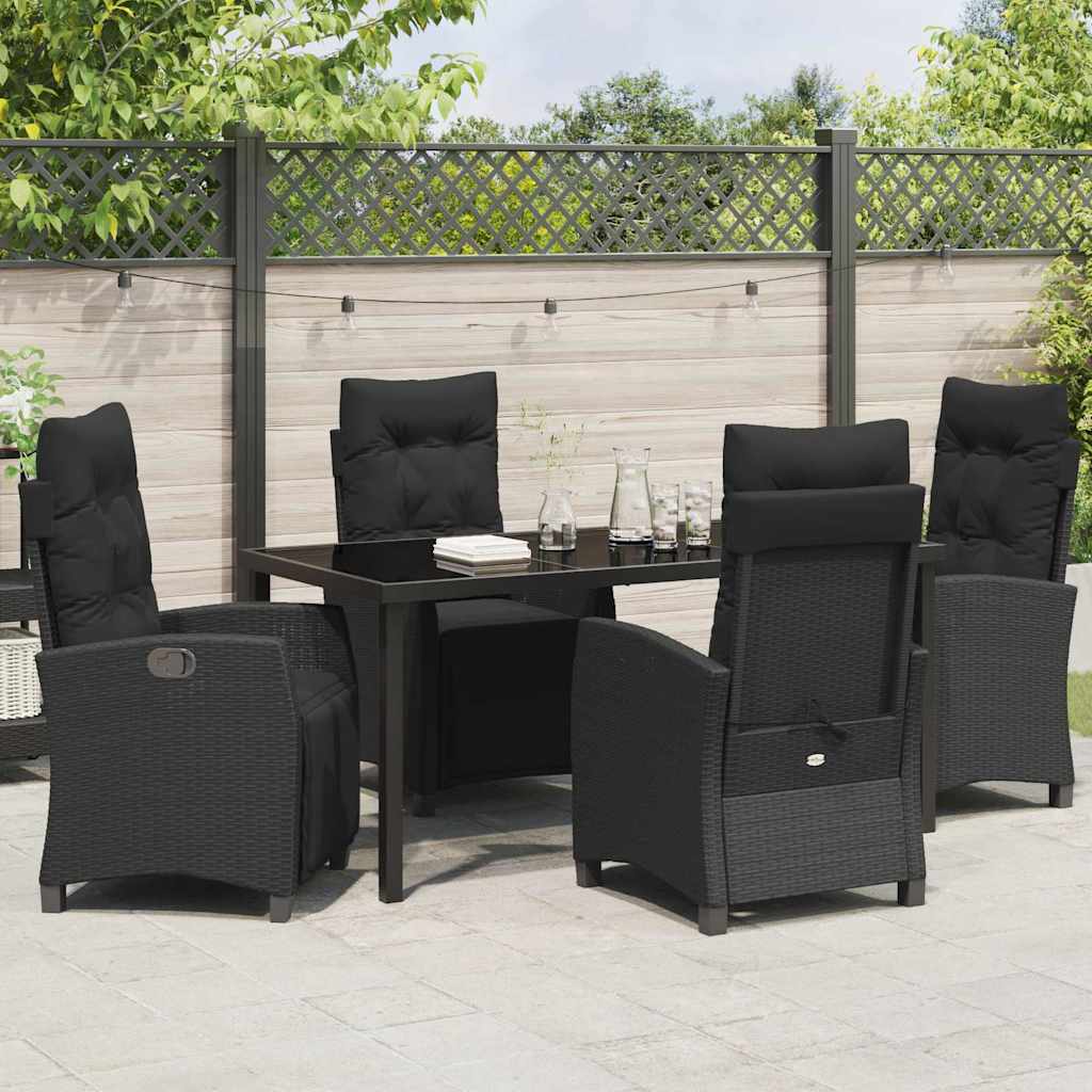 Set da Pranzo per Giardino 5 pcs Nero polyrattan - homemem39