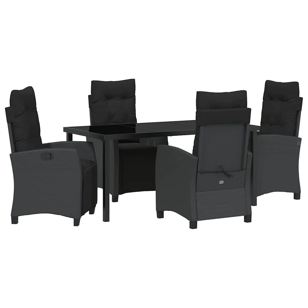 Set da Pranzo per Giardino 5 pcs Nero polyrattan - homemem39