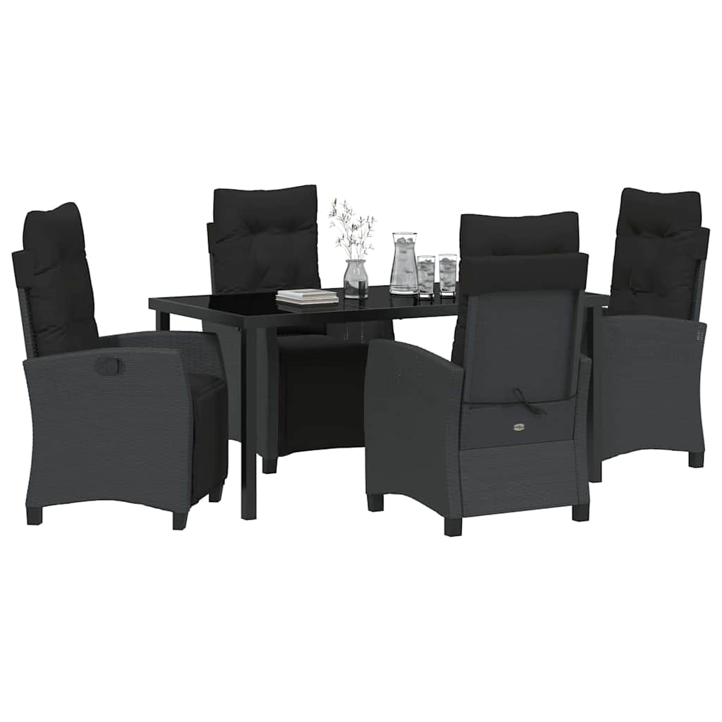 Set da Pranzo per Giardino 5 pcs Nero polyrattan - homemem39