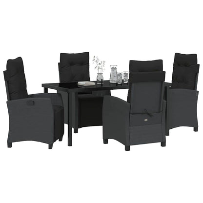 Set da Pranzo per Giardino 5 pcs Nero polyrattan - homemem39