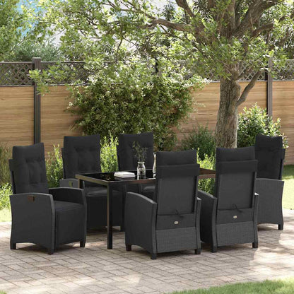 Set da Pranzo per Giardino 7 pcs Nero polyrattan - homemem39