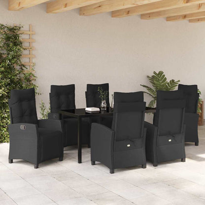Set da Pranzo per Giardino 7 pcs Nero polyrattan - homemem39