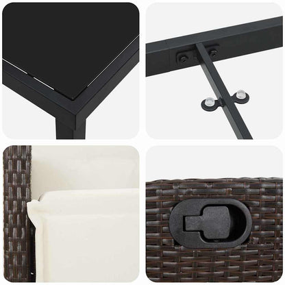 Set da Pranzo per Giardino 3 pcs Marrone polyrattan - homemem39