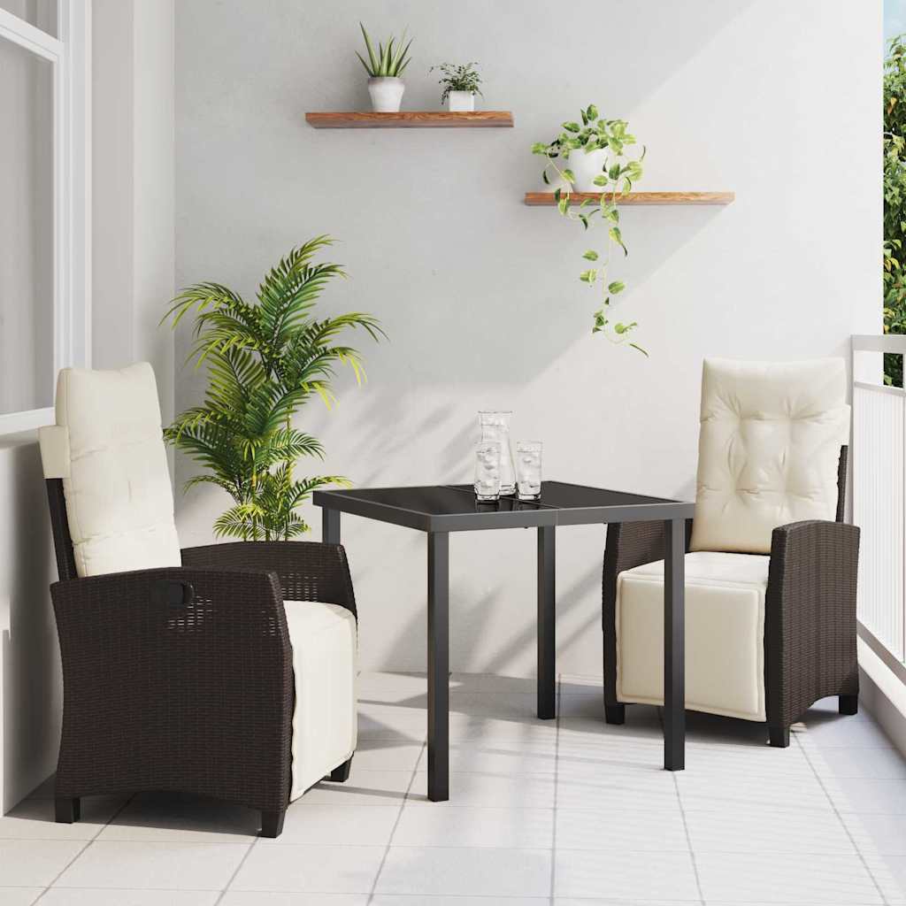 Set da Pranzo per Giardino 3 pcs Marrone polyrattan - homemem39