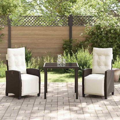 Set da Pranzo per Giardino 3 pcs Marrone polyrattan - homemem39