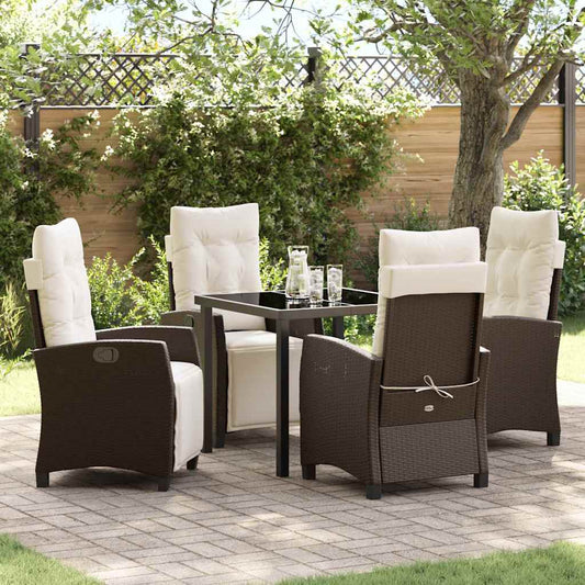 Set da Pranzo per Giardino 5 pcs Marrone polyrattan - homemem39